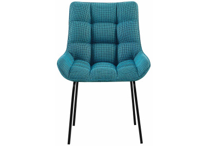 Ensemble de 2 chaises Saranda, tissu, noir/turquoise