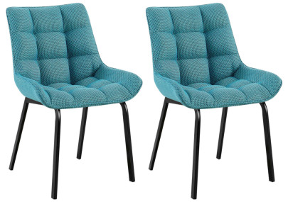 Ensemble de 2 chaises Saranda, tissu, noir/turquoise