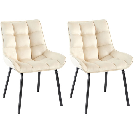 Ensemble de 2 chaises Saranda en velours crème