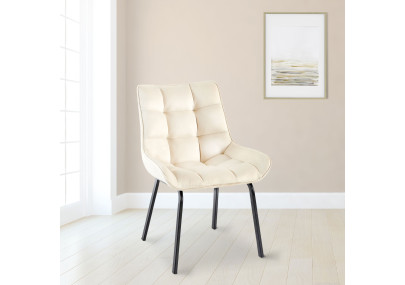 Ensemble de 2 chaises Saranda en velours crème