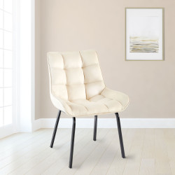 Ensemble de 2 chaises Saranda en velours crème