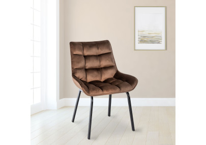 Ensemble de 2 chaises Saranda en velours marron