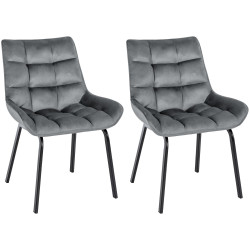 Ensemble de 2 chaises Saranda en velours gris foncé