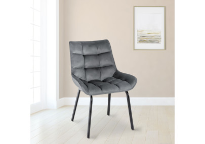 Ensemble de 2 chaises Saranda en velours gris foncé