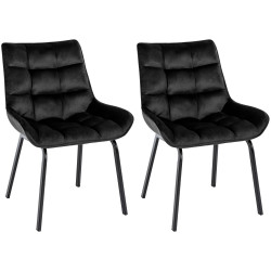 Ensemble de 2 chaises Saranda en velours noir