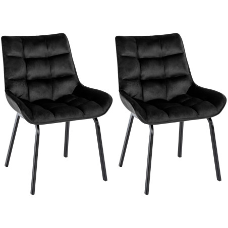 Ensemble de 2 chaises Saranda en velours noir