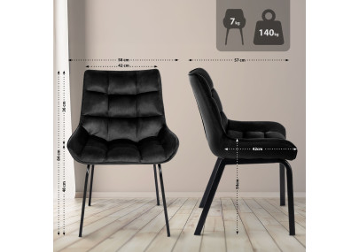 Ensemble de 2 chaises Saranda en velours noir