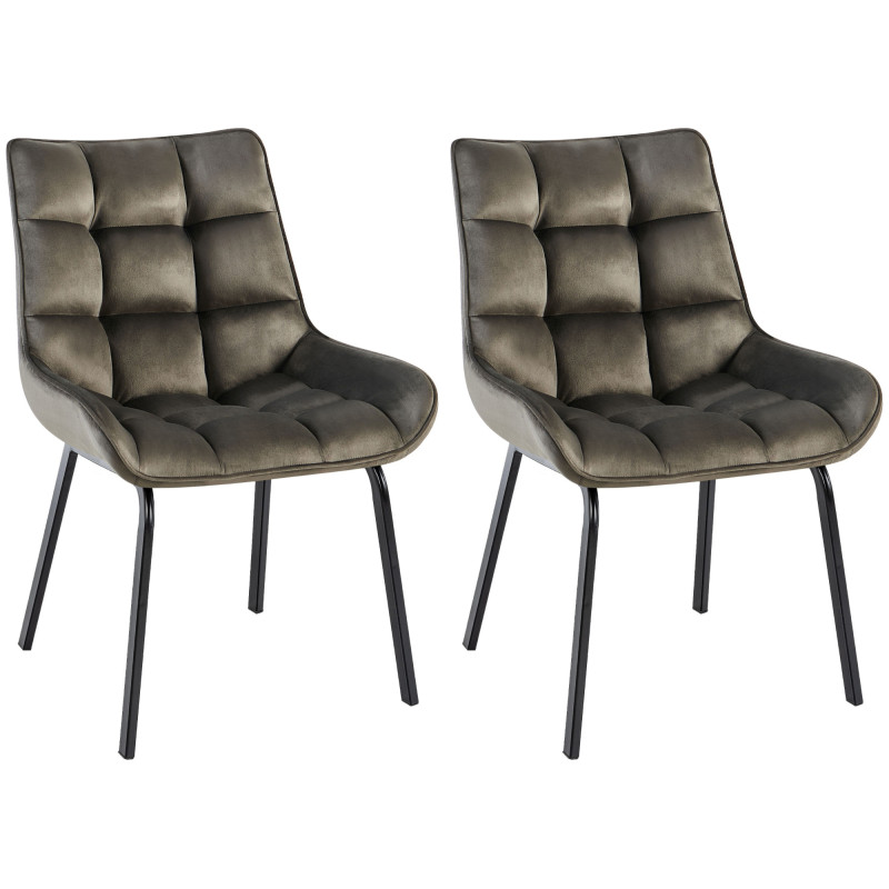 Ensemble de 2 chaises Saranda en velours anthracite
