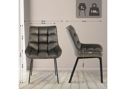 Ensemble de 2 chaises Saranda en velours anthracite