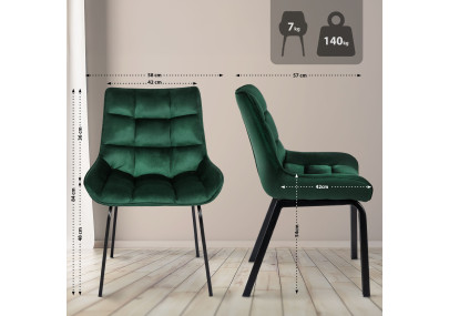 Ensemble de 2 chaises Saranda, velours vert