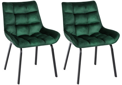 Ensemble de 2 chaises Saranda, velours vert