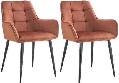 Ensemble de 2 chaises de salle à manger Ferndale en velours marron