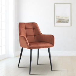 Ensemble de 2 chaises de salle à manger Ferndale en velours marron