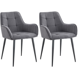 Ensemble de 2 chaises de salle à manger Ferndale en velours gris foncé