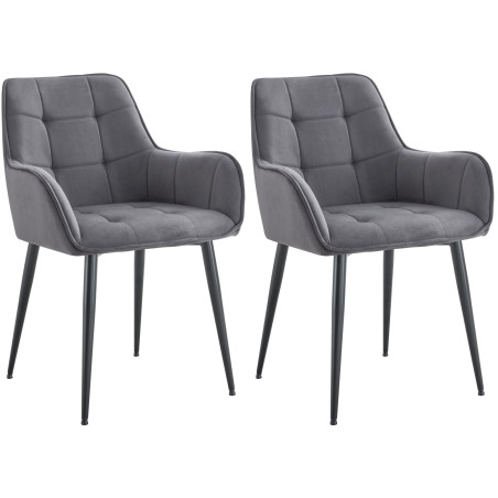 Ensemble de 2 chaises de salle à manger Ferndale en velours gris foncé