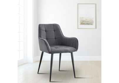 Ensemble de 2 chaises de salle à manger Ferndale en velours gris foncé