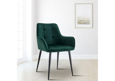 Ensemble de 2 chaises de salle à manger Ferndale en velours vert foncé
