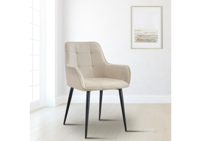 Ensemble de 2 chaises de salle à manger Ferndale, velours, crème