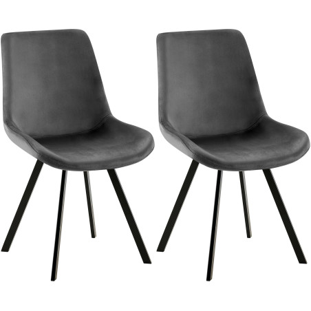 Ensemble de 2 chaises de salle à manger Lewes en velours gris foncé