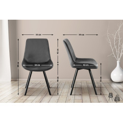 Ensemble de 2 chaises de salle à manger Lewes en velours gris foncé