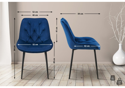Ensemble de 2 chaises de salle à manger Wallace en velours bleu
