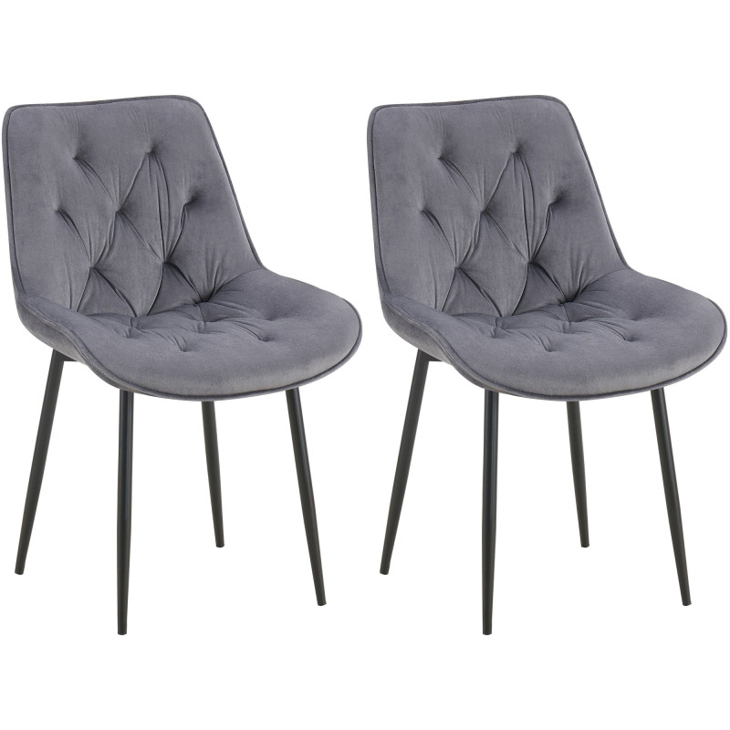 Ensemble de 2 chaises de salle à manger Wallace en velours gris foncé