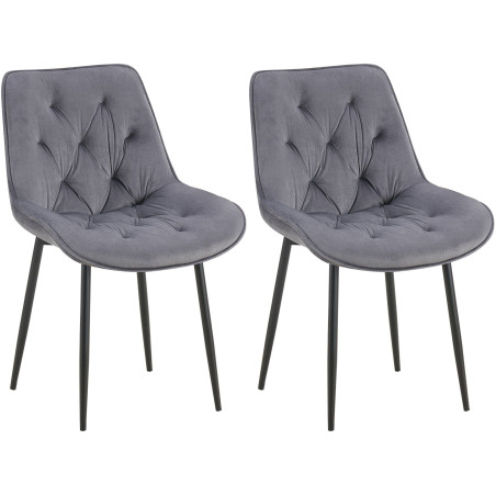 Ensemble de 2 chaises de salle à manger Wallace en velours gris foncé