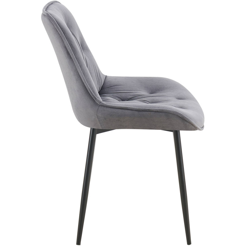 Ensemble de 2 chaises de salle à manger Wallace en velours gris foncé
