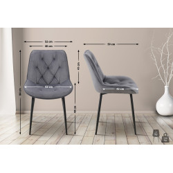 Ensemble de 2 chaises de salle à manger Wallace en velours gris foncé