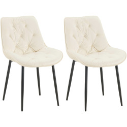 Ensemble de 2 chaises de salle à manger Wallace en velours crème