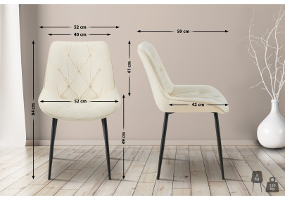 Ensemble de 2 chaises de salle à manger Wallace en velours crème