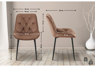 Ensemble de 2 chaises de salle à manger Wallace en velours marron