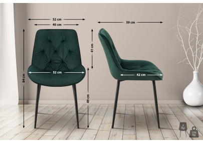 Ensemble de 2 chaises de salle à manger Wallace en velours vert