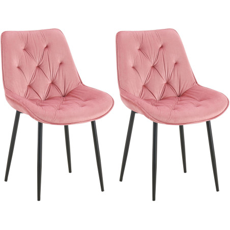 Ensemble de 2 chaises de salle à manger Wallace en velours rose
