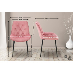 Ensemble de 2 chaises de salle à manger Wallace en velours rose