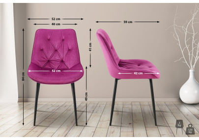 Ensemble de 2 chaises de salle à manger Wallace en velours violet
