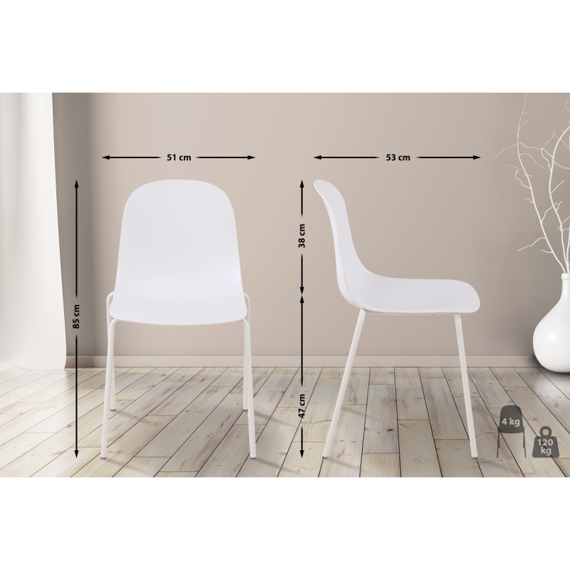 Ensemble de 2 chaises Hardin, blanches