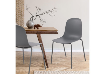 Ensemble de 2 chaises Hardin, gris foncé