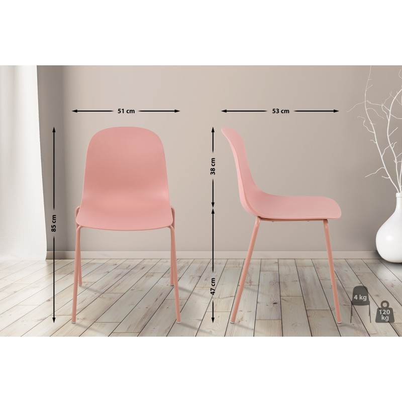 Ensemble de 2 chaises Hardin rose