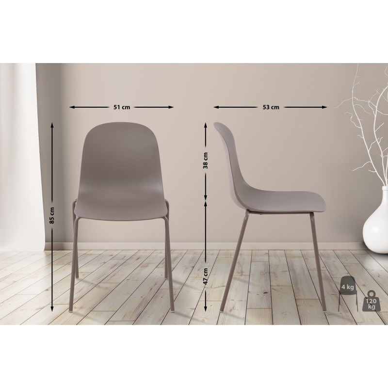 Ensemble de 2 chaises Hardin couleur taupe