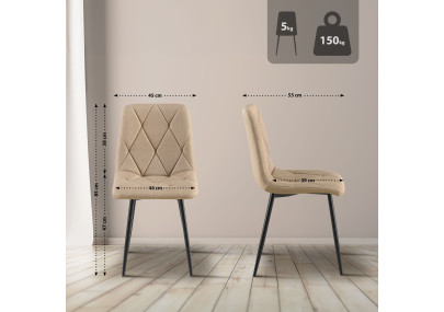 Ensemble de 2 chaises de salle à manger Clairton, tissu taupe