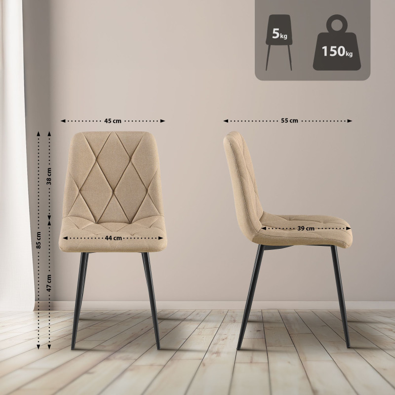 Ensemble de 2 chaises de salle à manger Clairton, tissu taupe
