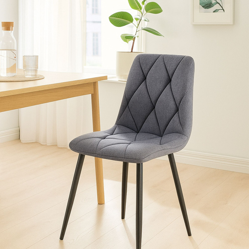 Ensemble de 2 chaises de salle à manger en tissu Clairton gris foncé