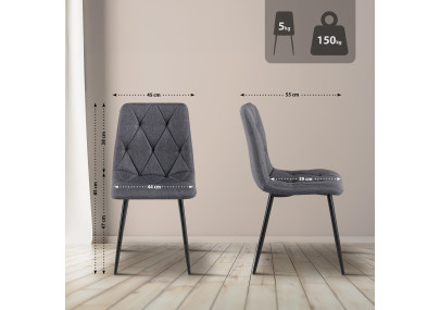 Ensemble de 2 chaises de salle à manger en tissu Clairton gris foncé