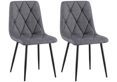 Ensemble de 2 chaises de salle à manger en tissu Clairton gris foncé