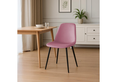 Ensemble de 4 chaises de salle à manger Maryam en velours rose