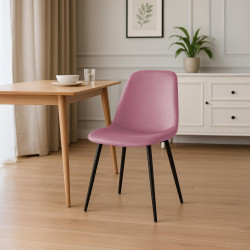 Ensemble de 4 chaises de salle à manger Maryam en velours rose