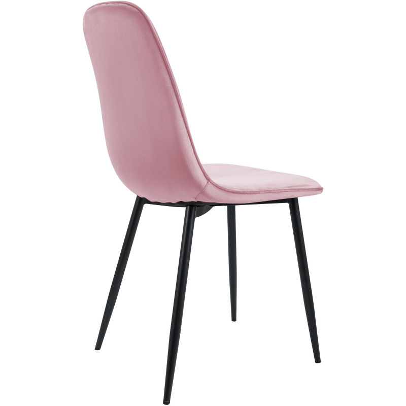 Ensemble de 4 chaises de salle à manger Maryam en velours rose