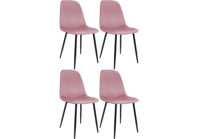 Ensemble de 4 chaises de salle à manger Maryam en velours rose
