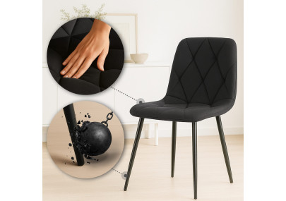 Ensemble de 2 chaises de salle à manger Clairton en tissu noir